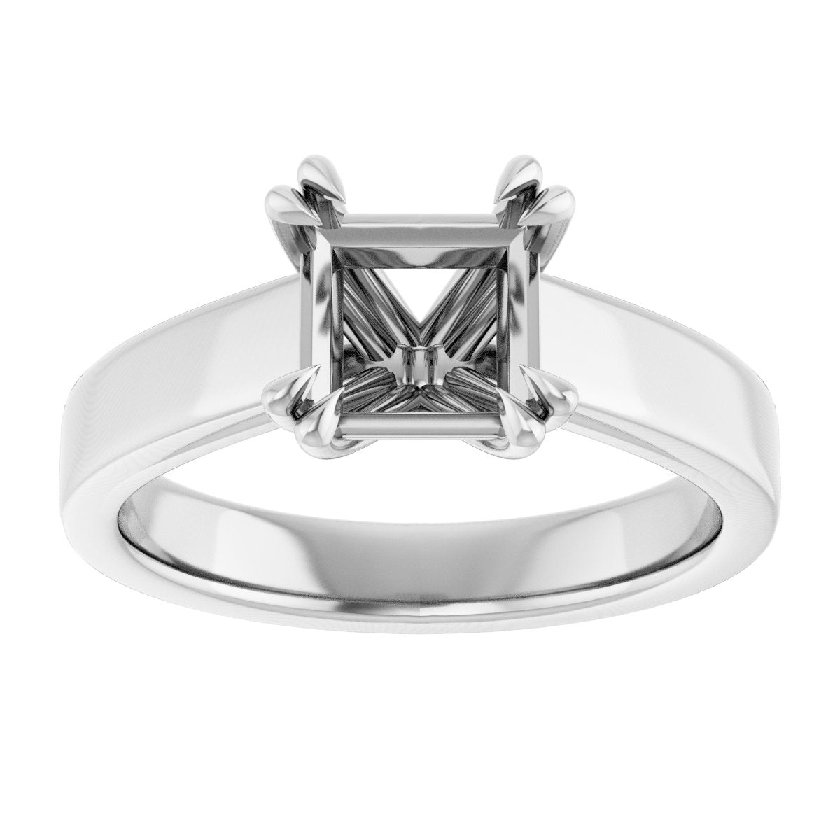 Square Double Claw-Prong Solitaire Engagement Ring Mounting - gallery - Series 126772