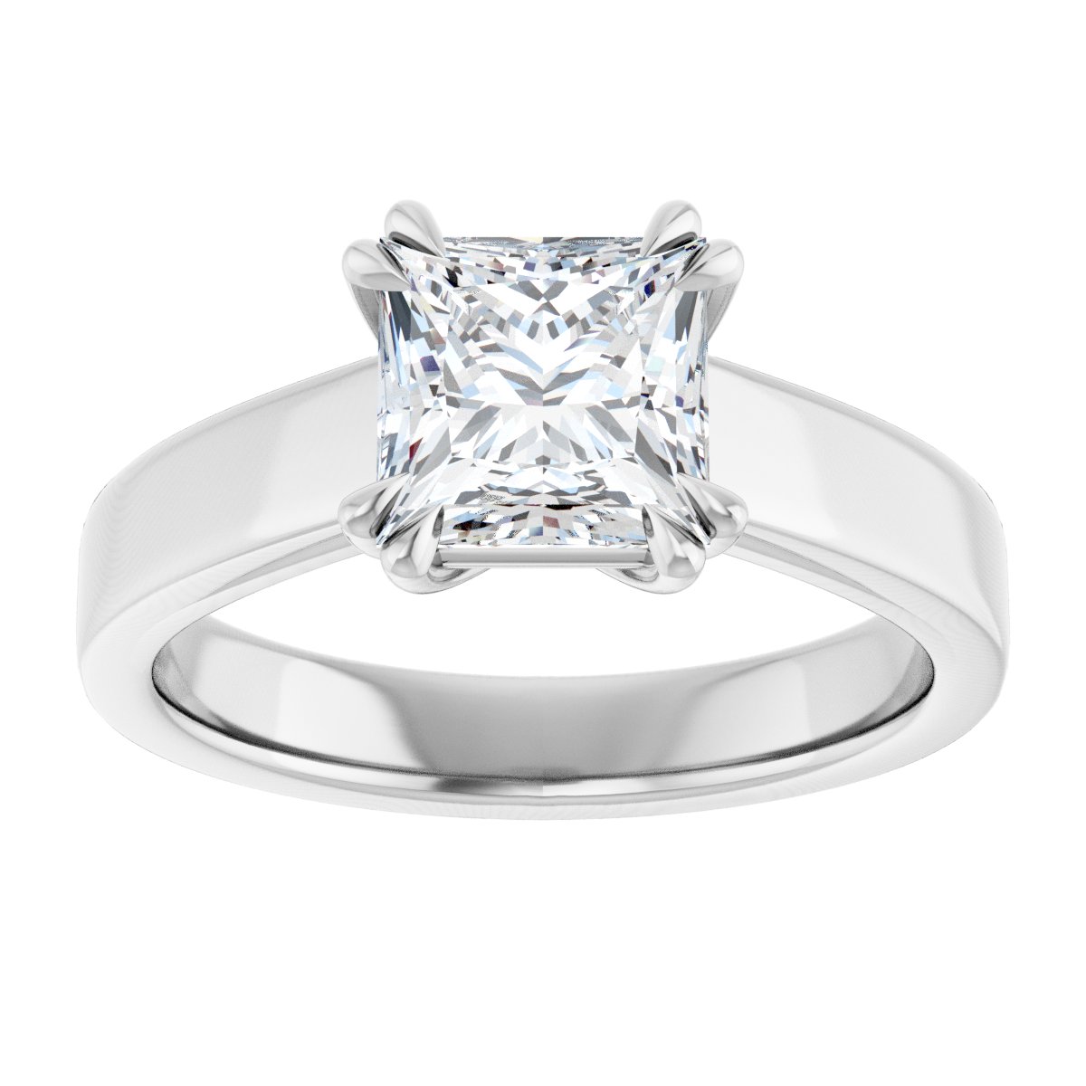 Square Double Claw-Prong Solitaire Engagement Ring Mounting - gallery - Series 126772