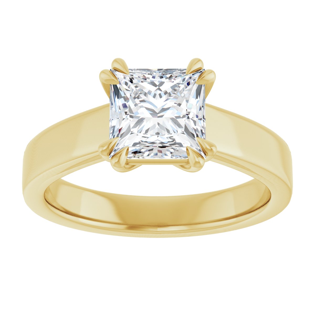 Square Double Claw-Prong Solitaire Engagement Ring Mounting - gallery - Series 126772
