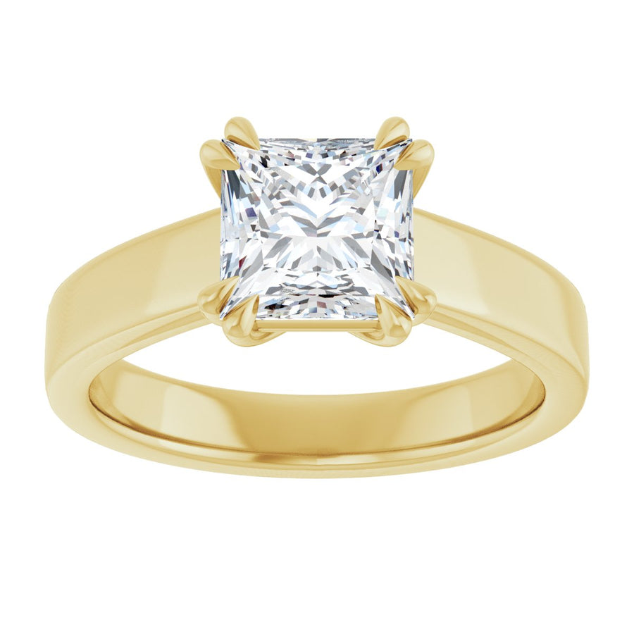 Square Double Claw-Prong Solitaire Engagement Ring Mounting - gallery - Series 126772