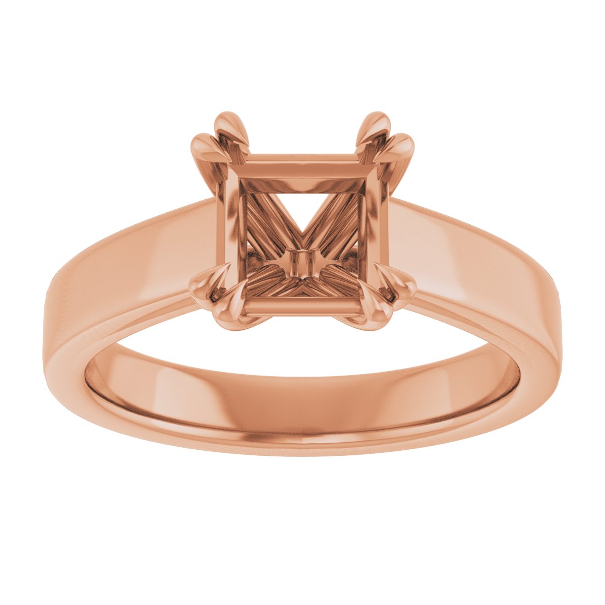 Square Double Claw-Prong Solitaire Engagement Ring Mounting - gallery - Series 126772