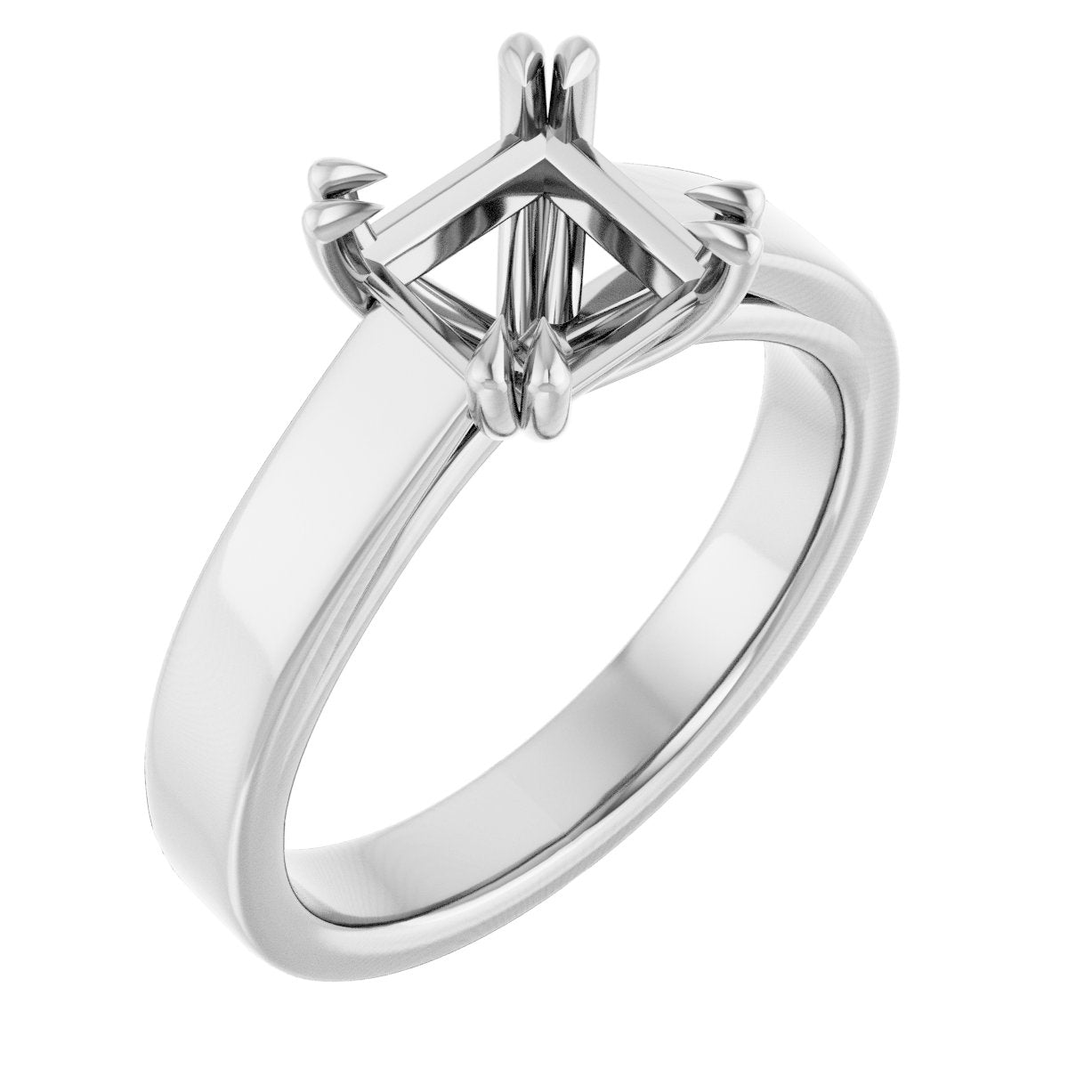 Square Double Claw-Prong Solitaire Engagement Ring Mounting - gallery - Series 126772