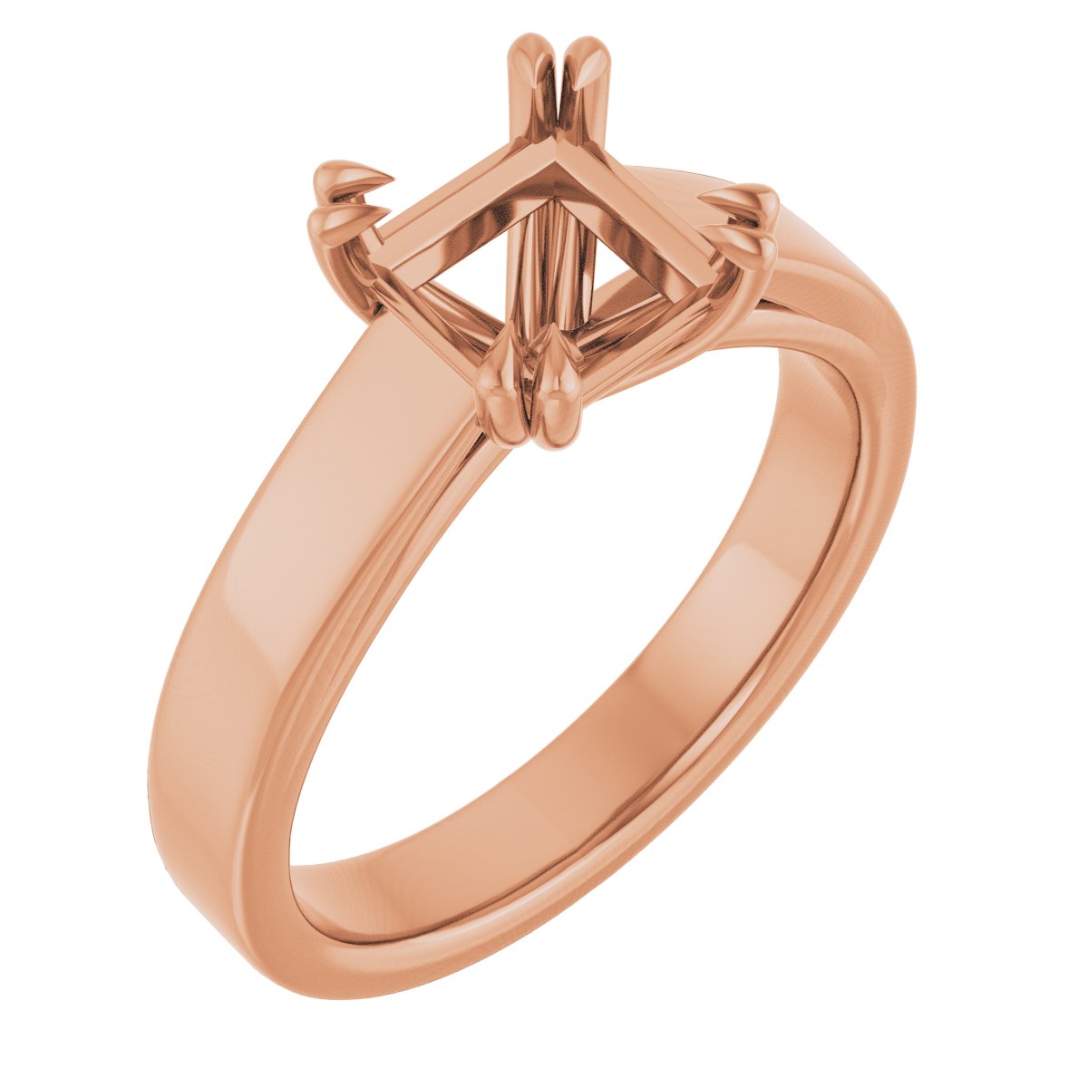 Square Double Claw-Prong Solitaire Engagement Ring Mounting - gallery - Series 126772