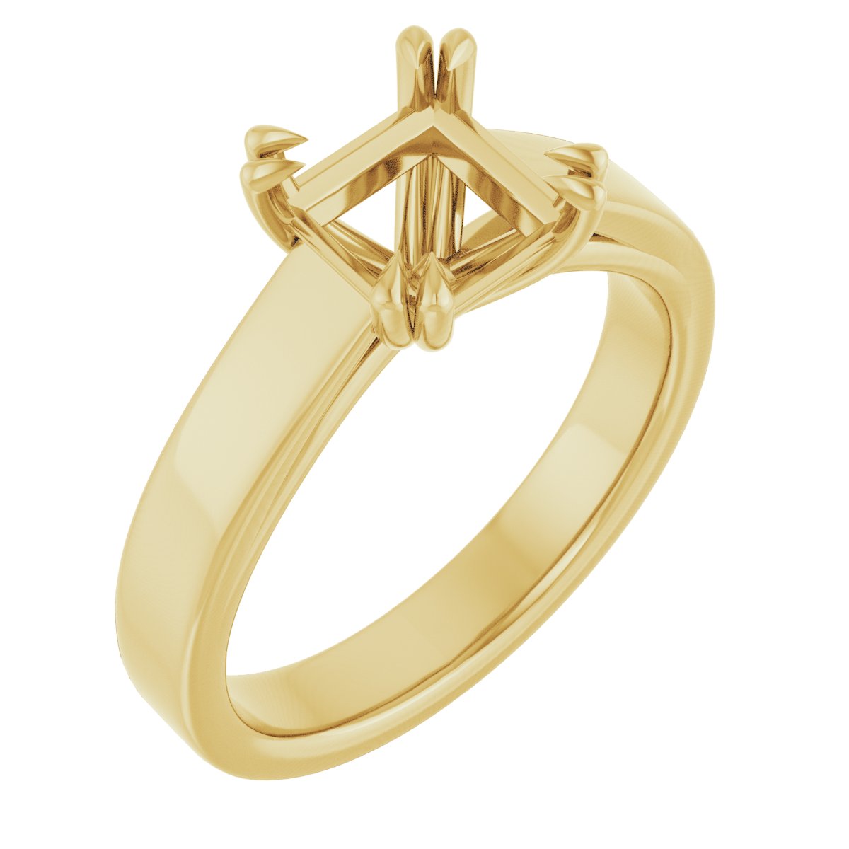 Square Double Claw-Prong Solitaire Engagement Ring Mounting - gallery - Series 126772