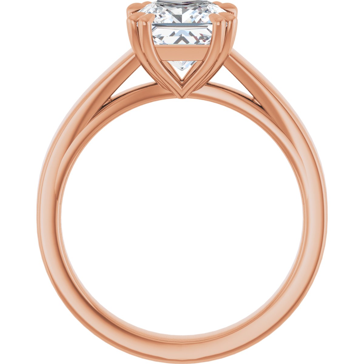 Square Double Claw-Prong Solitaire Engagement Ring Mounting - gallery - Series 126772