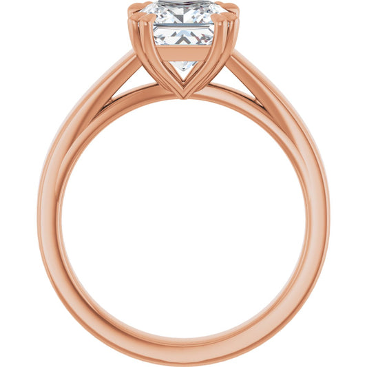 Square Double Claw-Prong Solitaire Engagement Ring Mounting - gallery - Series 126772