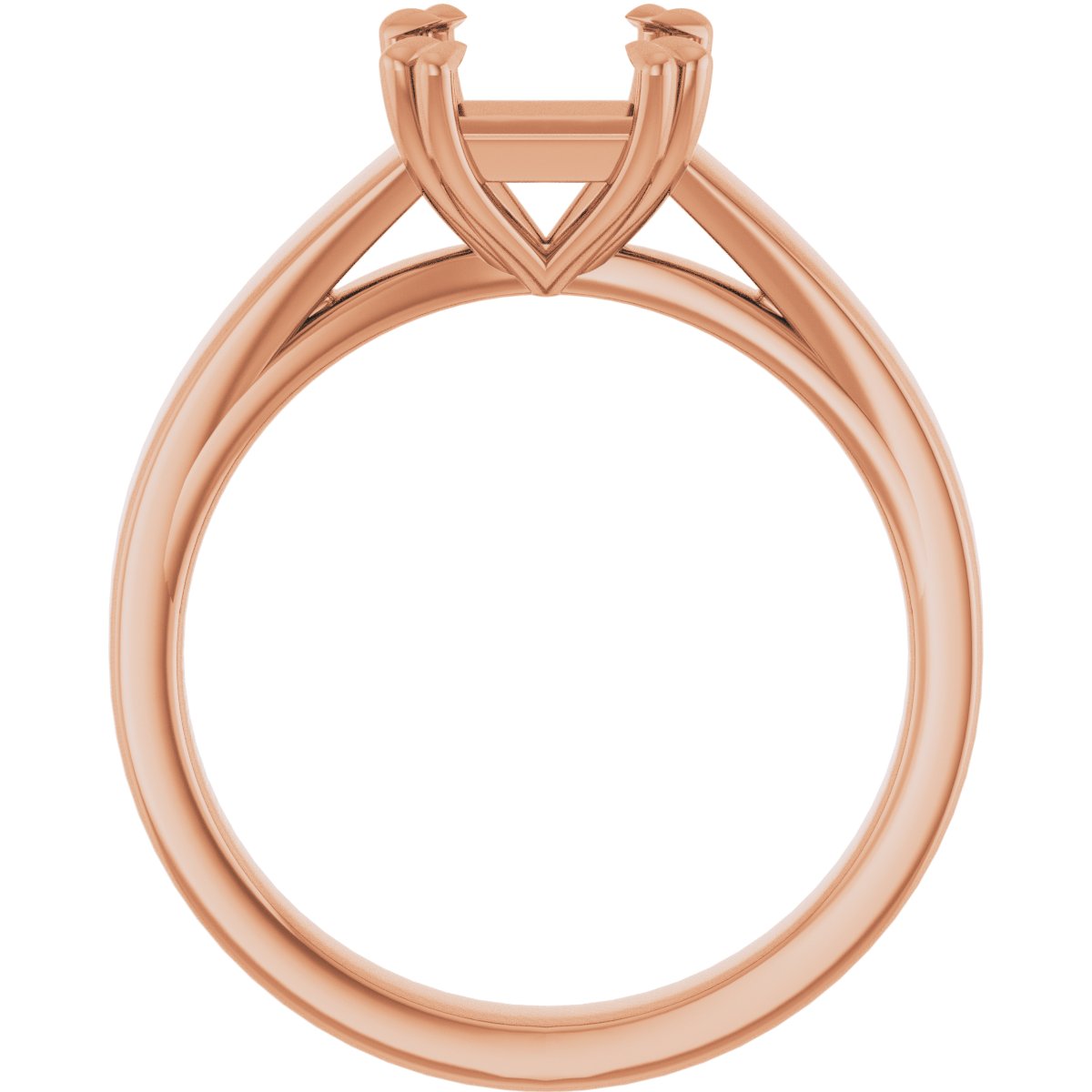 Square Double Claw-Prong Solitaire Engagement Ring Mounting - gallery - Series 126772