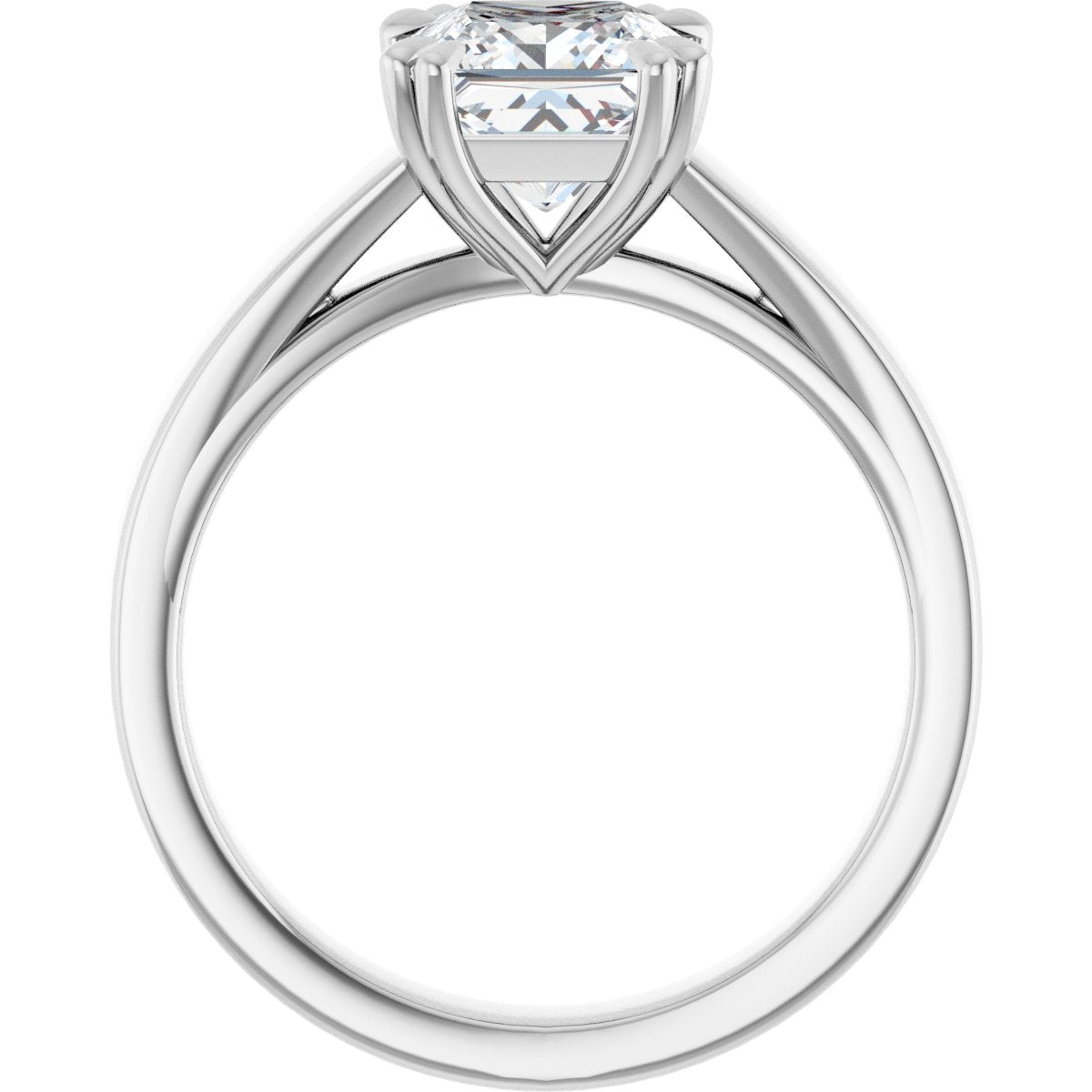 Square Double Claw-Prong Solitaire Engagement Ring Mounting - gallery - Series 126772