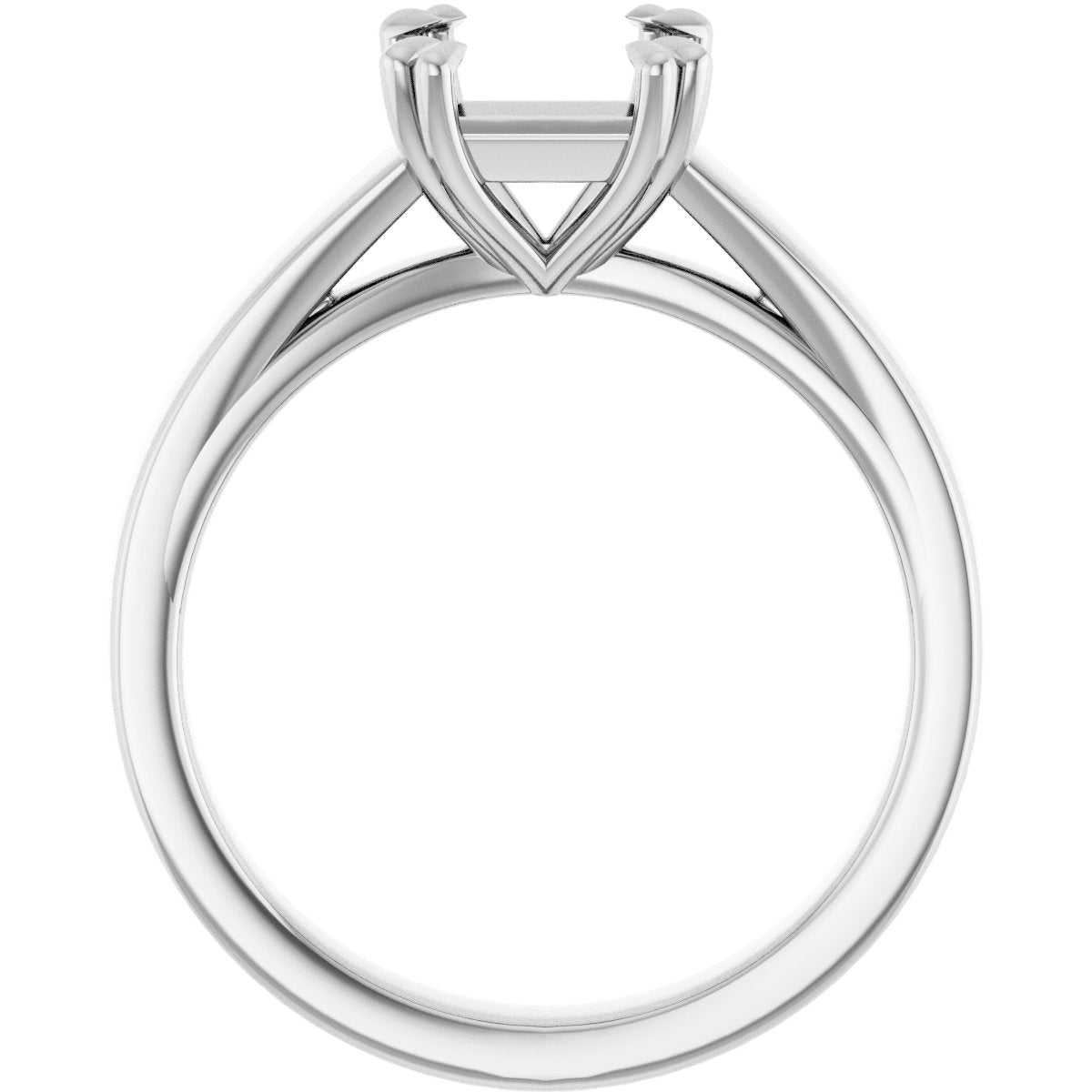 Square Double Claw-Prong Solitaire Engagement Ring Mounting - gallery - Series 126772