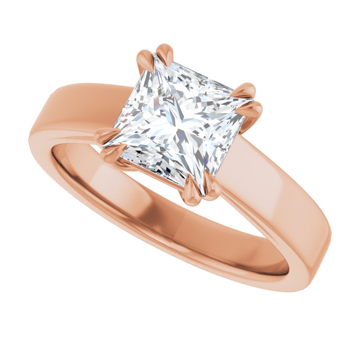 Square Double Claw-Prong Solitaire Engagement Ring Mounting - gallery - Series 126772