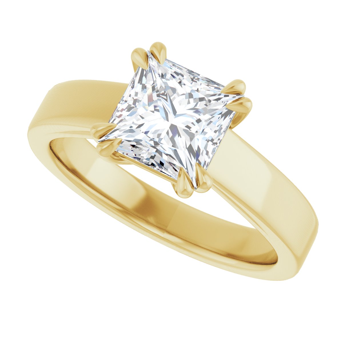 Square Double Claw-Prong Solitaire Engagement Ring Mounting - gallery - Series 126772