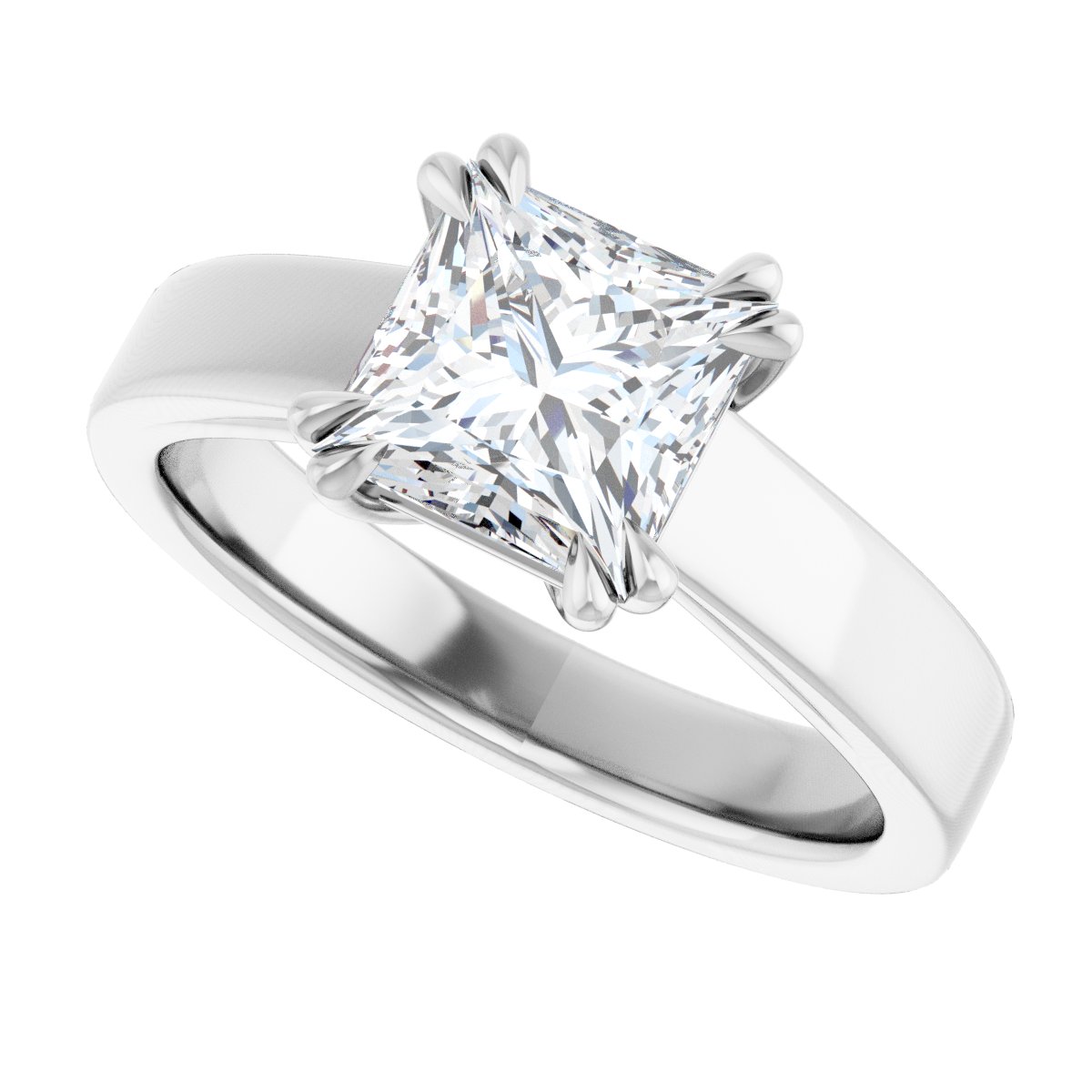 Square Double Claw-Prong Solitaire Engagement Ring Mounting - gallery - Series 126772