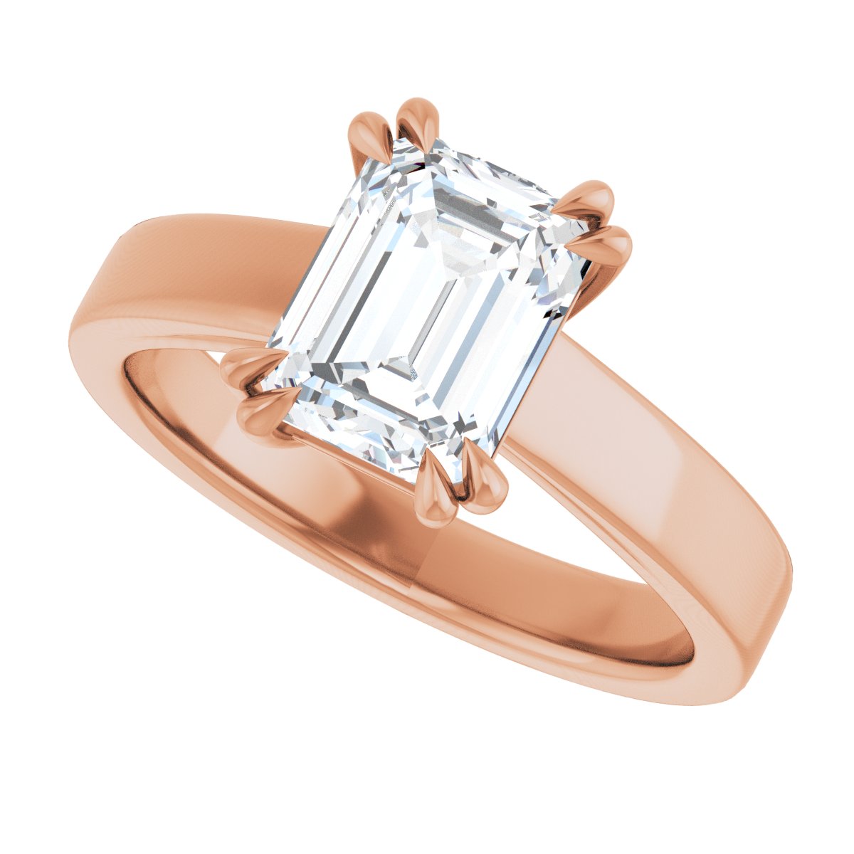 Emerald Double Claw-Prong Solitaire Engagement Ring Mounting - gallery - Series 126772