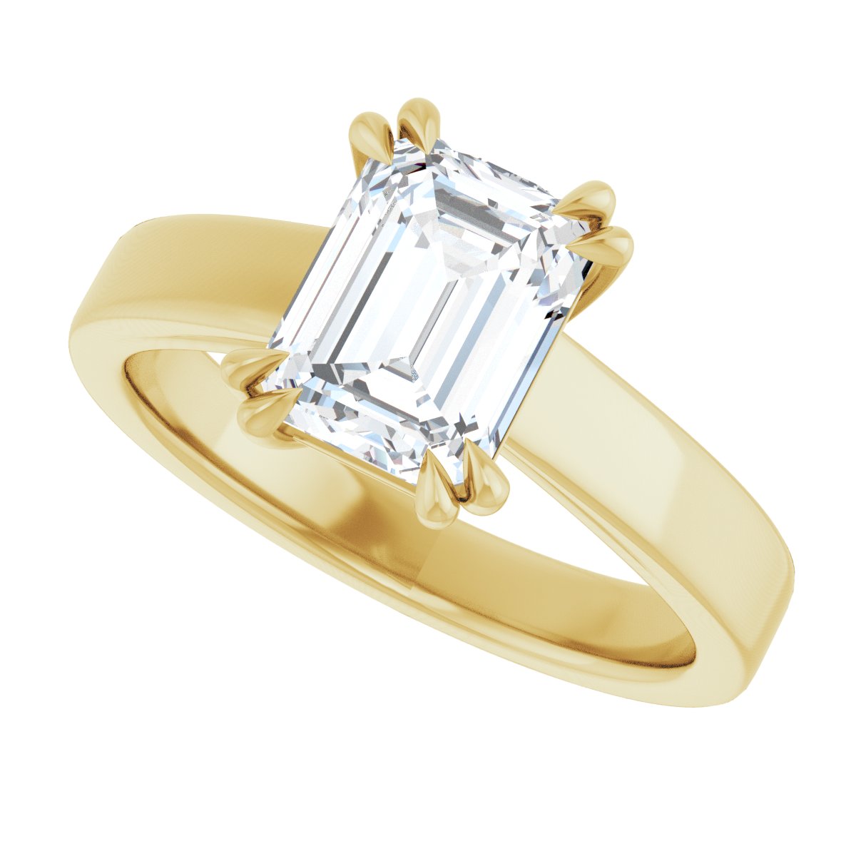Emerald Double Claw-Prong Solitaire Engagement Ring Mounting - gallery - Series 126772