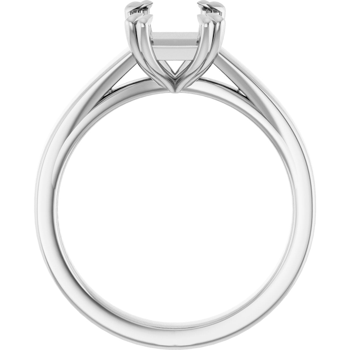 Emerald Double Claw-Prong Solitaire Engagement Ring Mounting - gallery - Series 126772