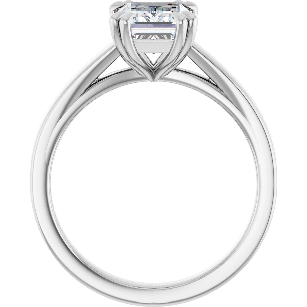 Emerald Double Claw-Prong Solitaire Engagement Ring Mounting - gallery - Series 126772