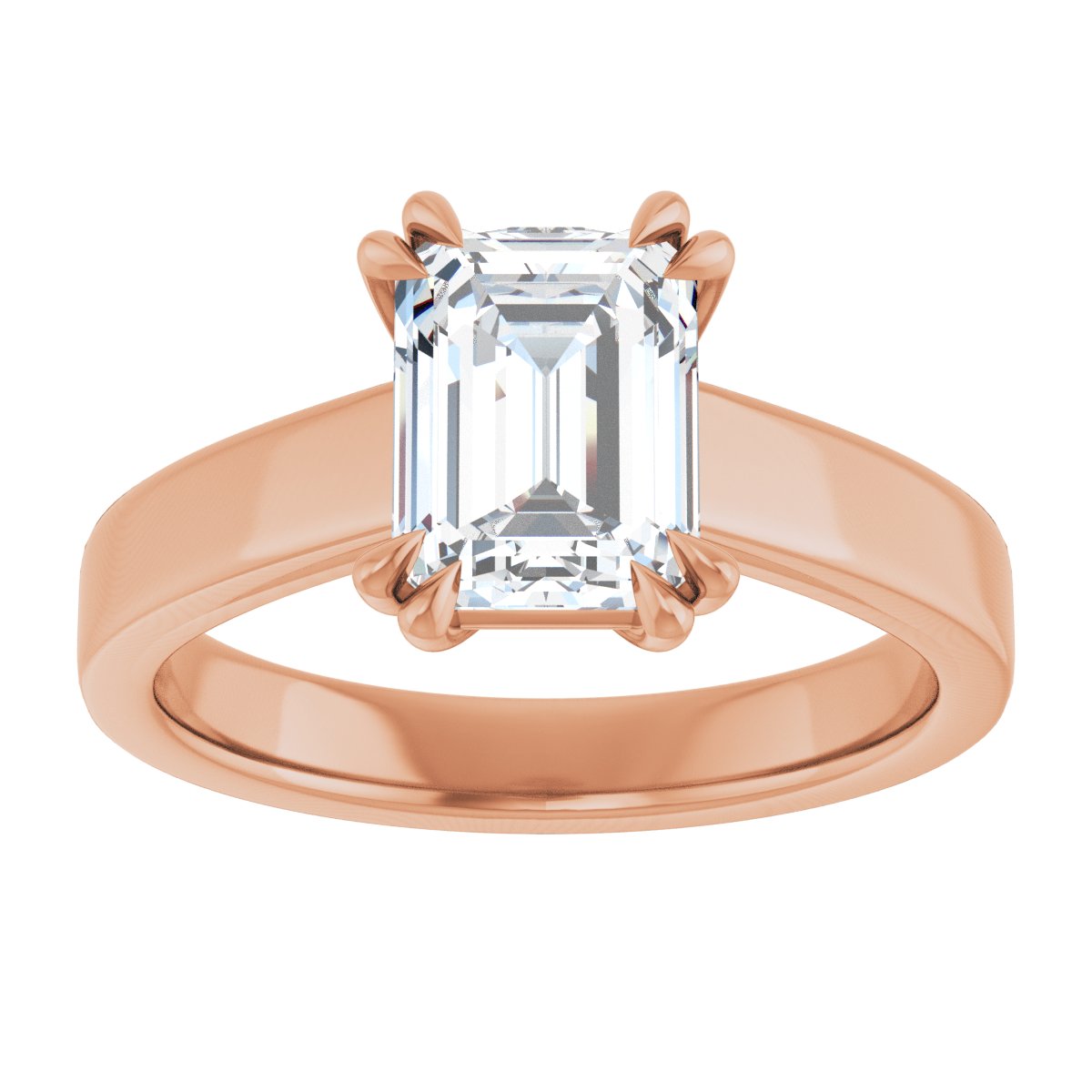 Emerald Double Claw-Prong Solitaire Engagement Ring Mounting - gallery - Series 126772