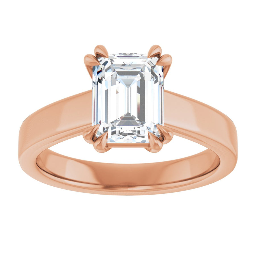 Emerald Double Claw-Prong Solitaire Engagement Ring Mounting - gallery - Series 126772