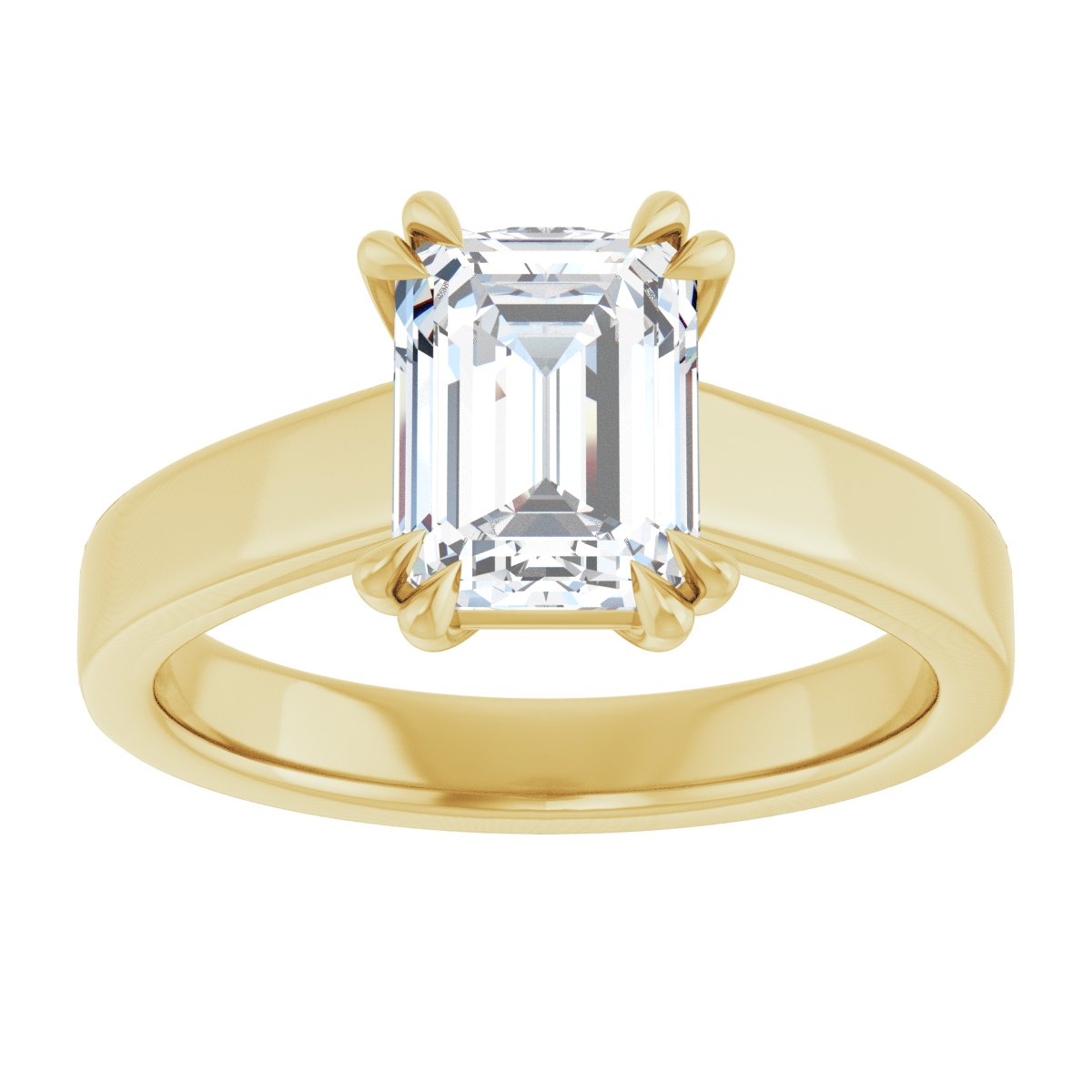 Emerald Double Claw-Prong Solitaire Engagement Ring Mounting - gallery - Series 126772
