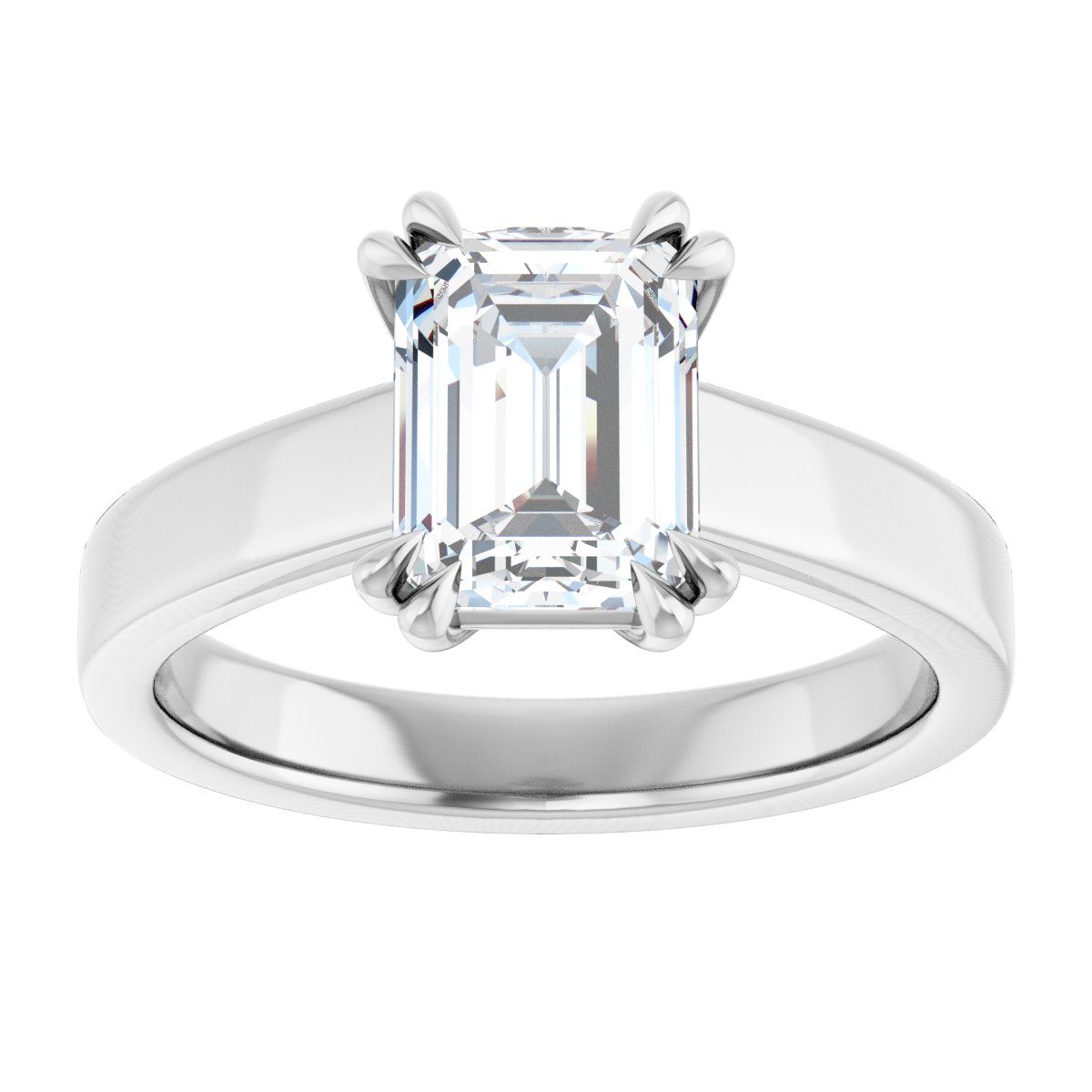 Emerald Double Claw-Prong Solitaire Engagement Ring Mounting - gallery - Series 126772