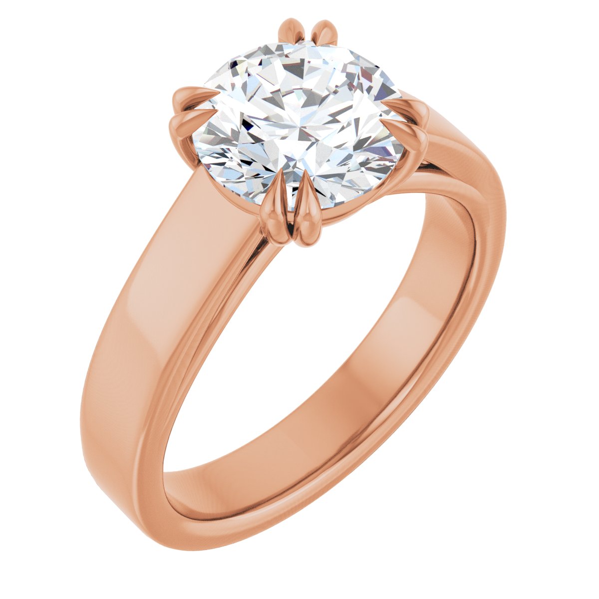 Natural Diamond Round Double Claw-Prong Solitaire Engagement Ring Mounting - 14K Gold - Series 126772