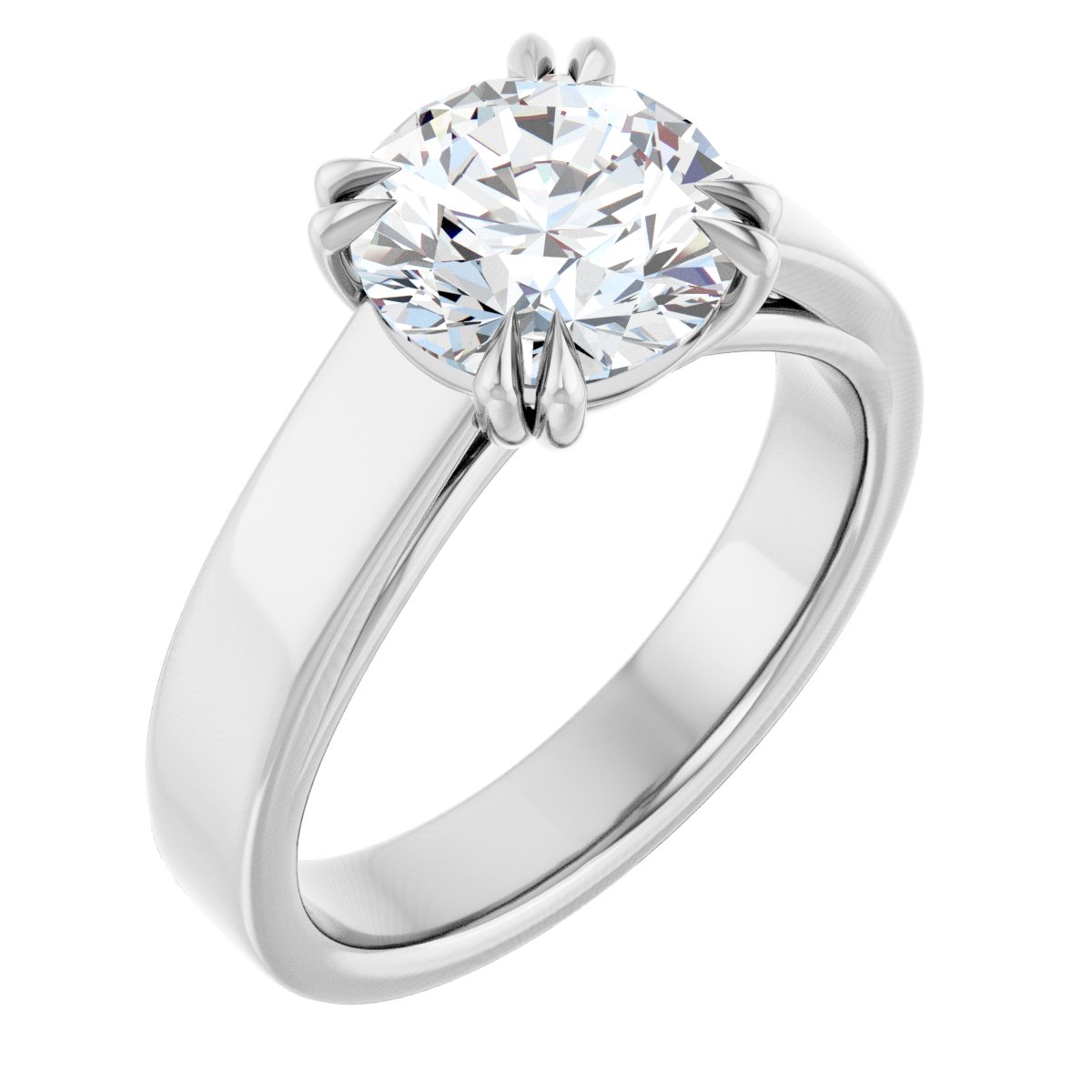Natural Diamond Round Double Claw-Prong Solitaire Engagement Ring Mounting - 14K Gold - Series 126772