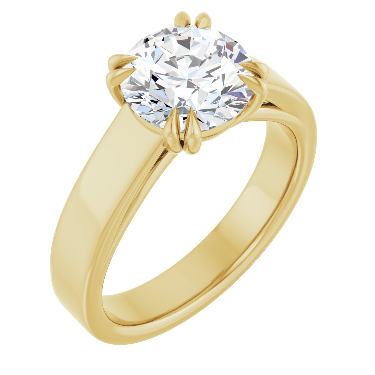 Natural Diamond Round Double Claw-Prong Solitaire Engagement Ring Mounting - 14K Gold - Series 126772