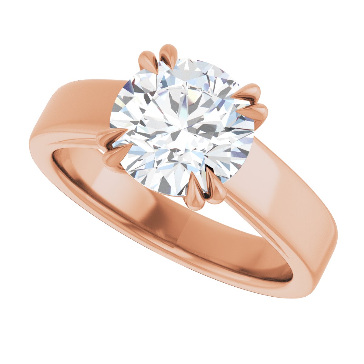 Round Double Claw-Prong Solitaire Engagement Ring Mounting - gallery - Series 126772