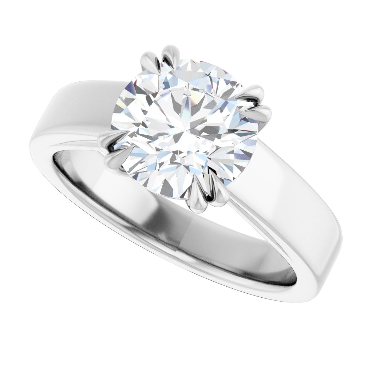 Round Double Claw-Prong Solitaire Engagement Ring Mounting - gallery - Series 126772