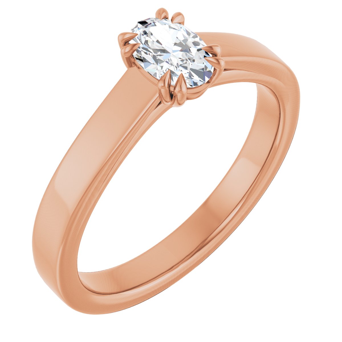 Natural Diamond Oval Double Claw-Prong Solitaire Engagement Ring Mounting - 14K Gold - Series 126772