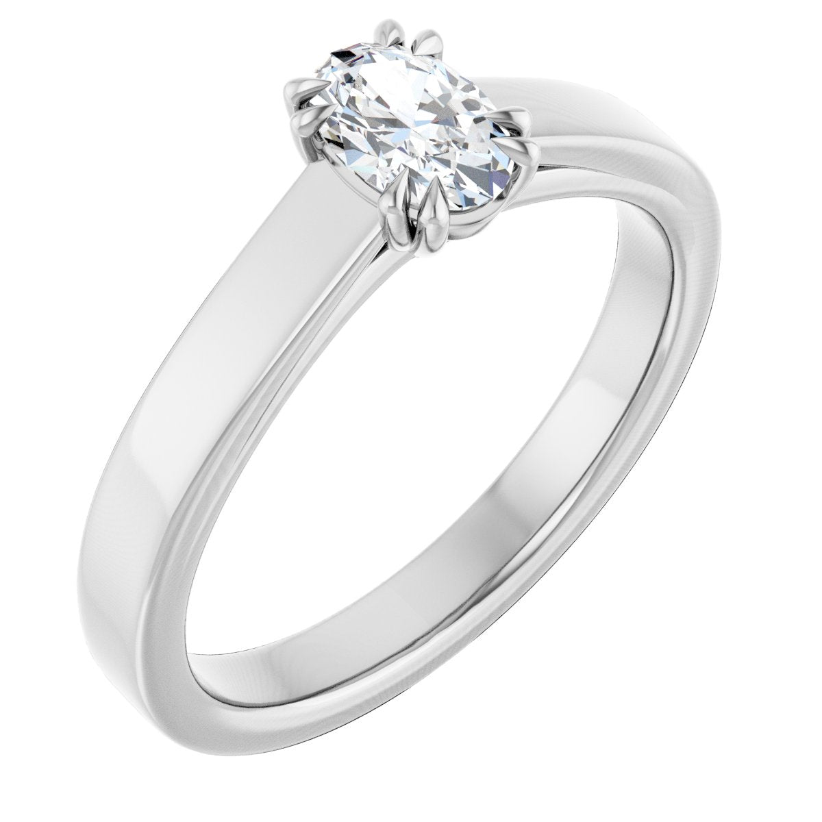 Natural Diamond Oval Double Claw-Prong Solitaire Engagement Ring Mounting - 14K Gold - Series 126772