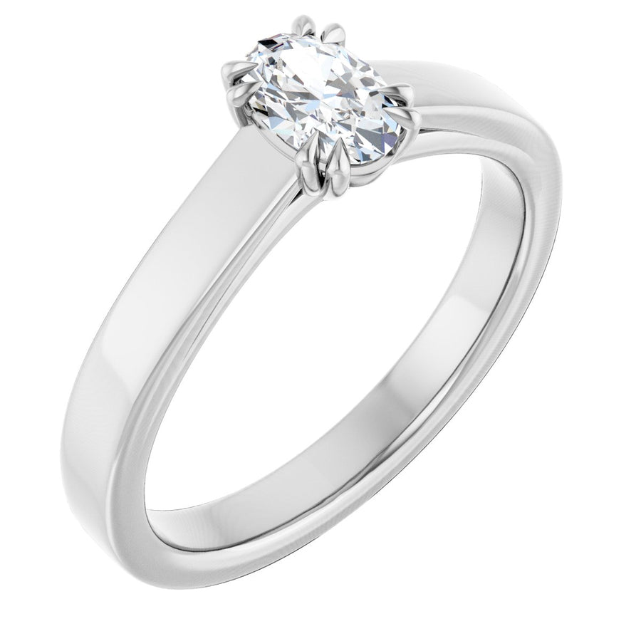 Natural Diamond Oval Double Claw-Prong Solitaire Engagement Ring Mounting - 14K Gold - Series 126772