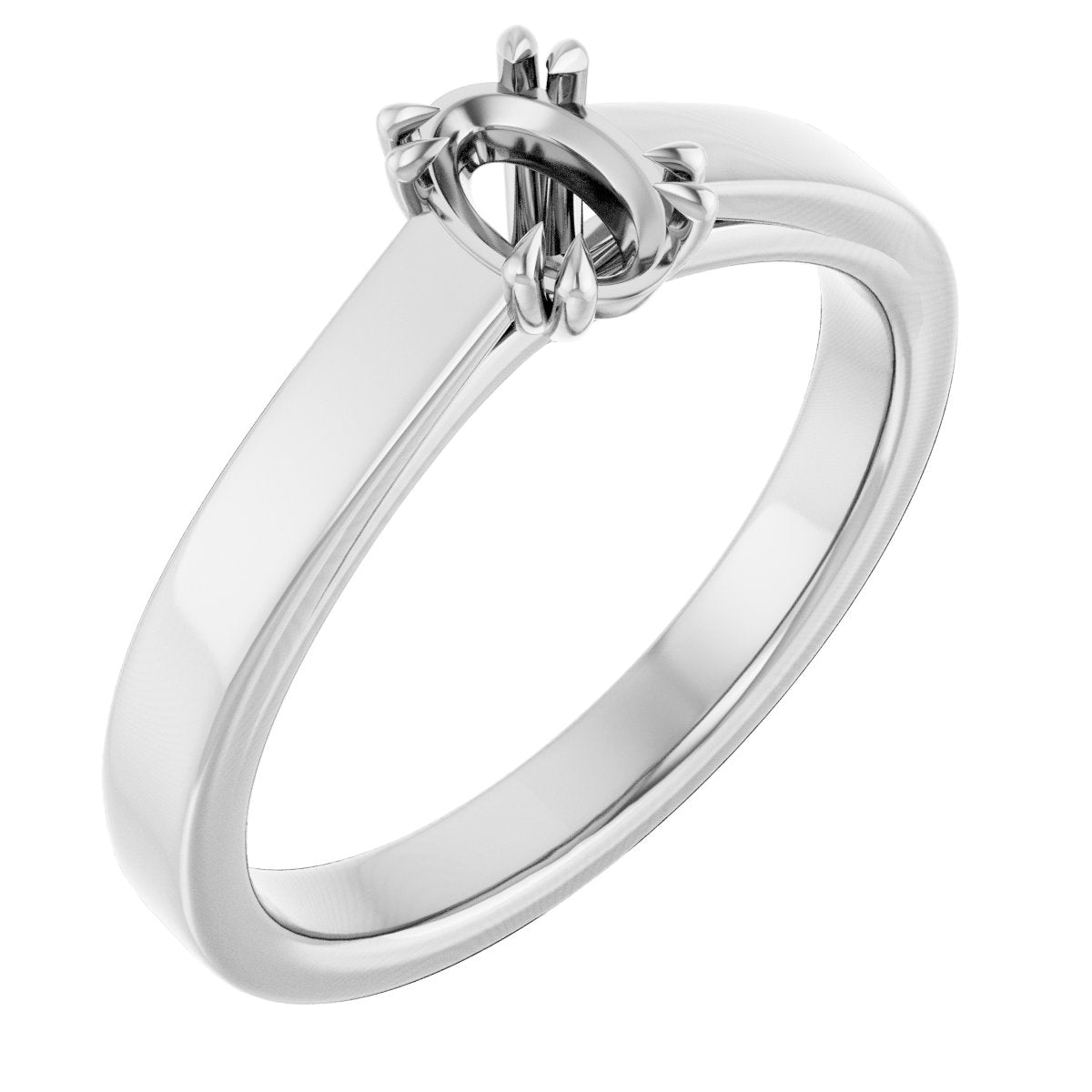 Oval Double Claw-Prong Solitaire Engagement Ring Mounting - gallery - Series 126772