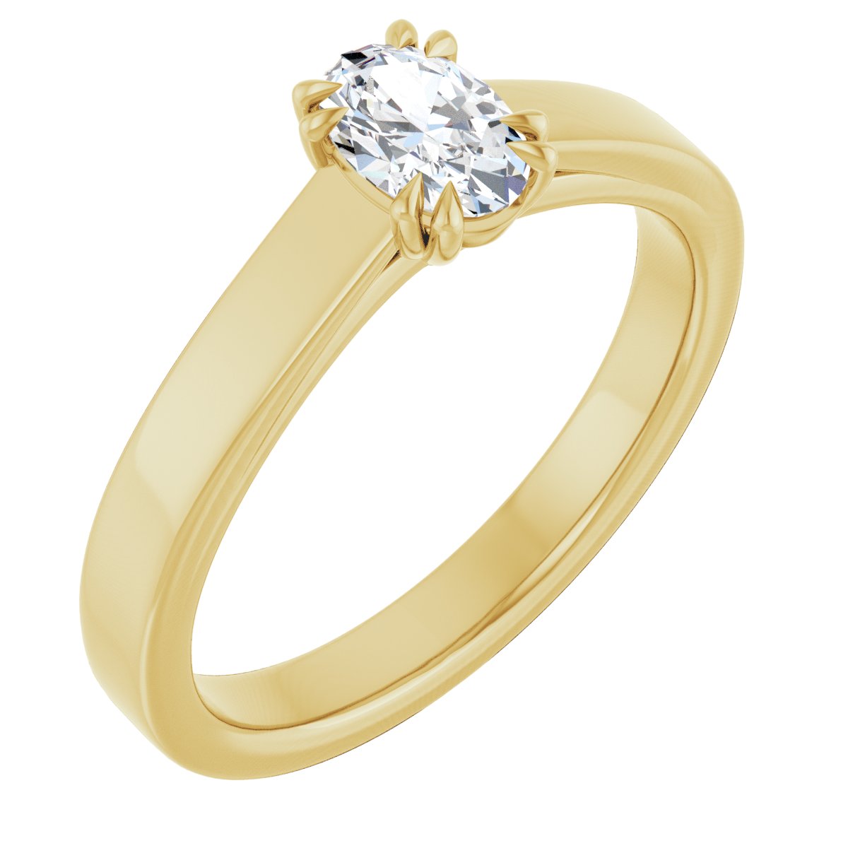 Natural Diamond Oval Double Claw-Prong Solitaire Engagement Ring Mounting - 14K Gold - Series 126772