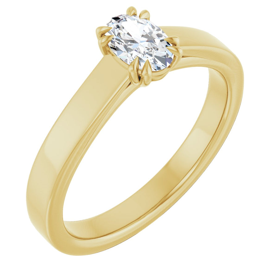 Natural Diamond Oval Double Claw-Prong Solitaire Engagement Ring Mounting - 14K Gold - Series 126772