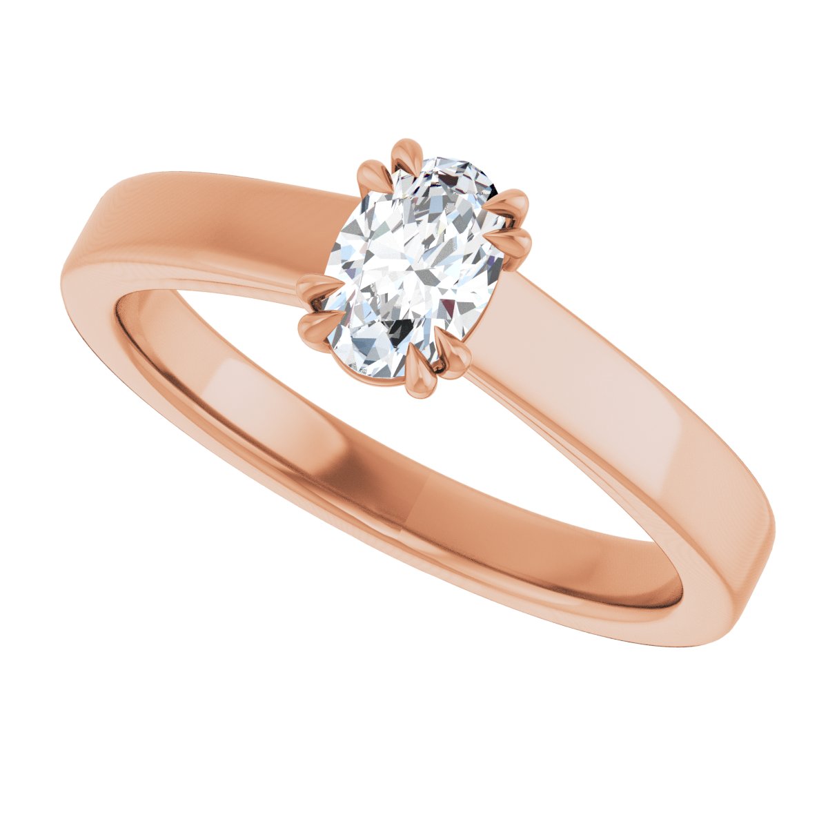 Oval Double Claw-Prong Solitaire Engagement Ring Mounting - gallery - Series 126772