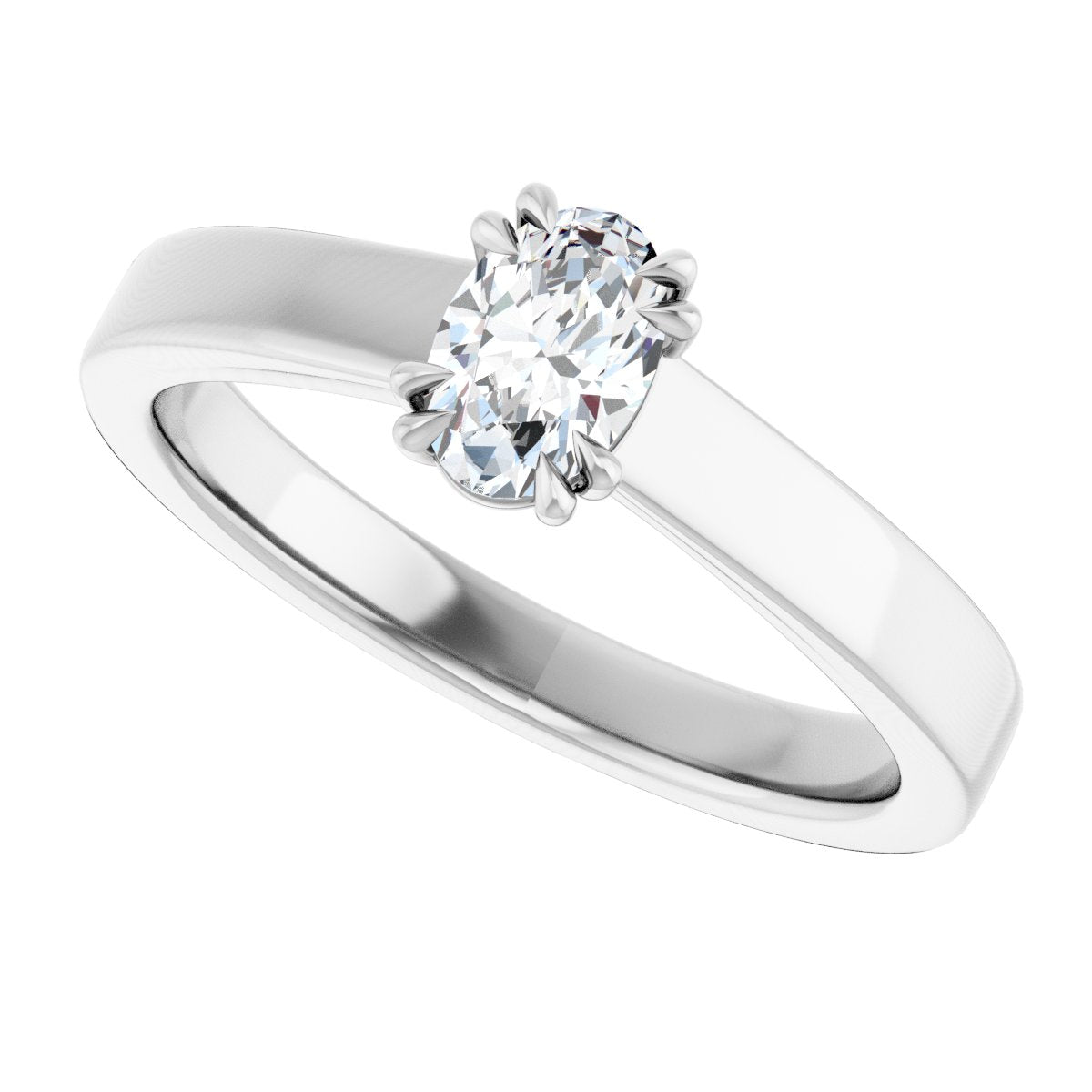 Oval Double Claw-Prong Solitaire Engagement Ring Mounting - gallery - Series 126772
