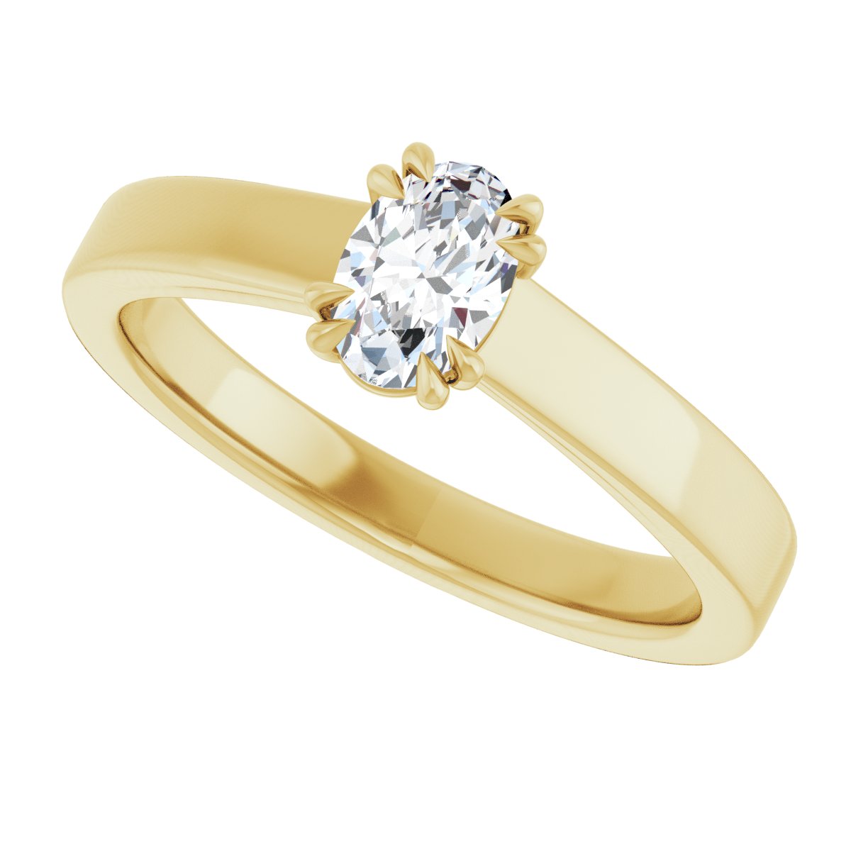 Oval Double Claw-Prong Solitaire Engagement Ring Mounting - gallery - Series 126772