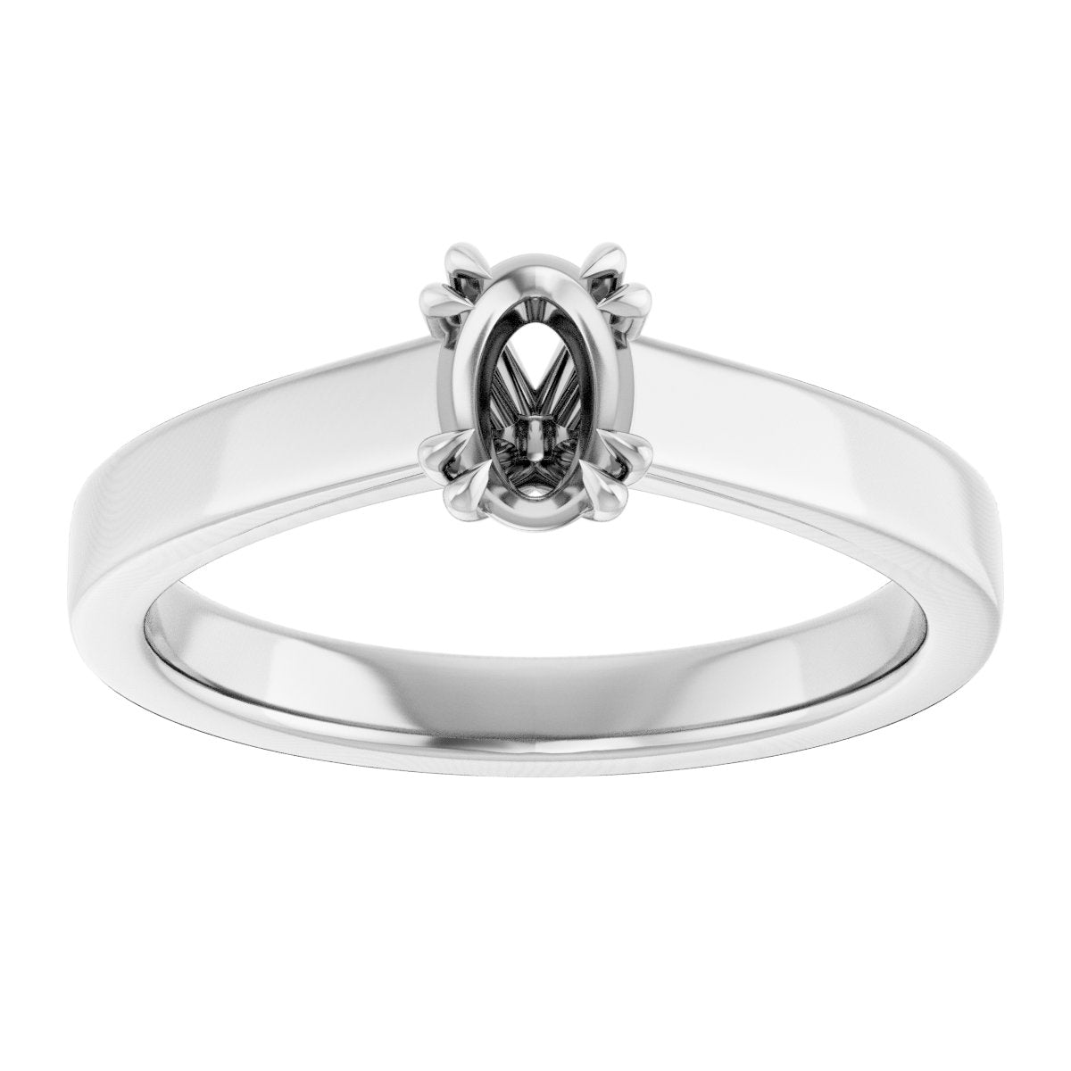Oval Double Claw-Prong Solitaire Engagement Ring Mounting - gallery - Series 126772