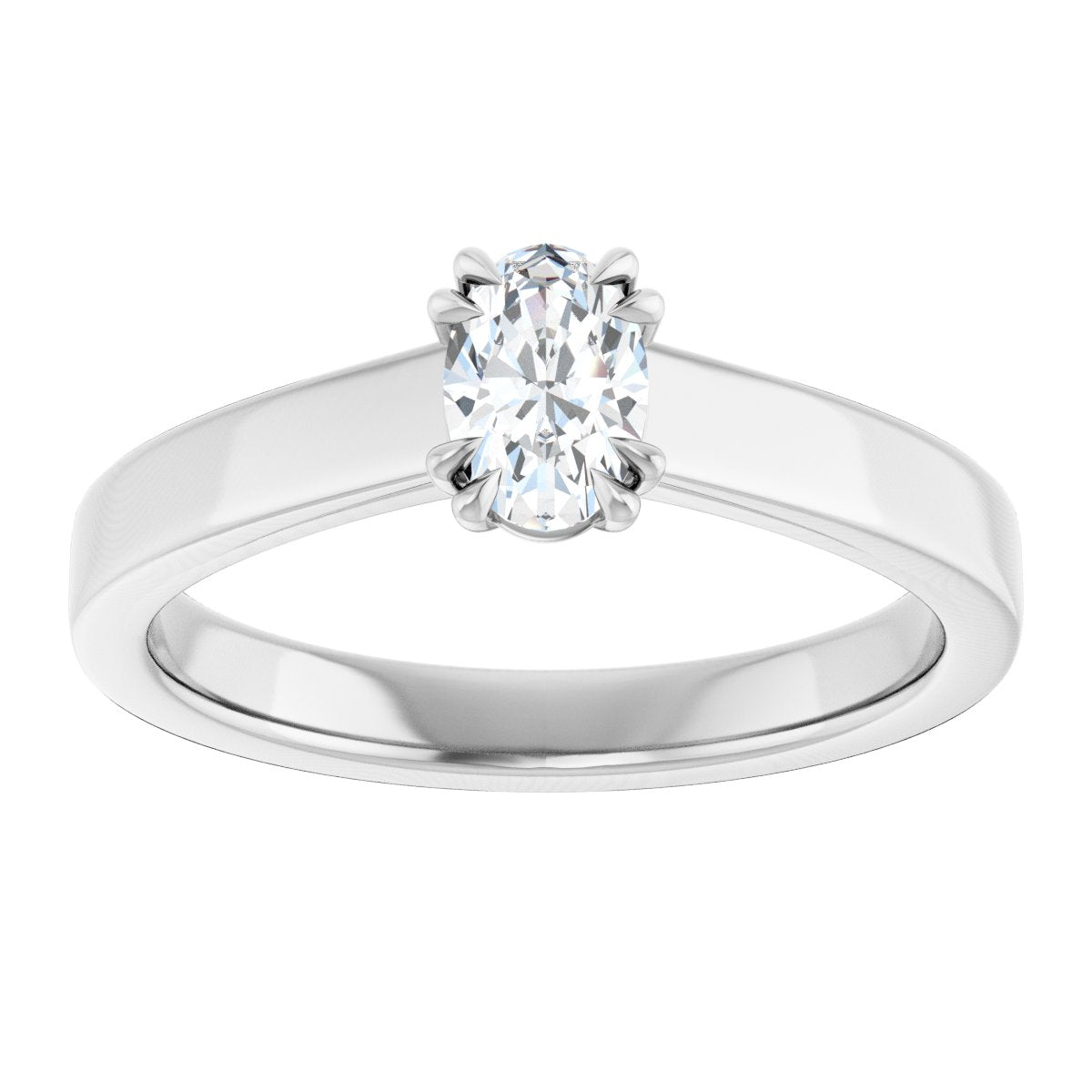 Oval Double Claw-Prong Solitaire Engagement Ring Mounting - gallery - Series 126772
