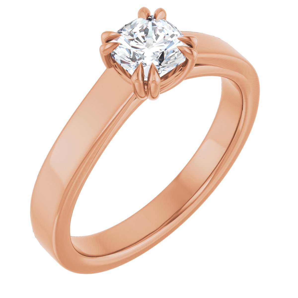Natural Diamond Cushion Double Claw-Prong Solitaire Engagement Ring Mounting - 14K Gold - Series 126772