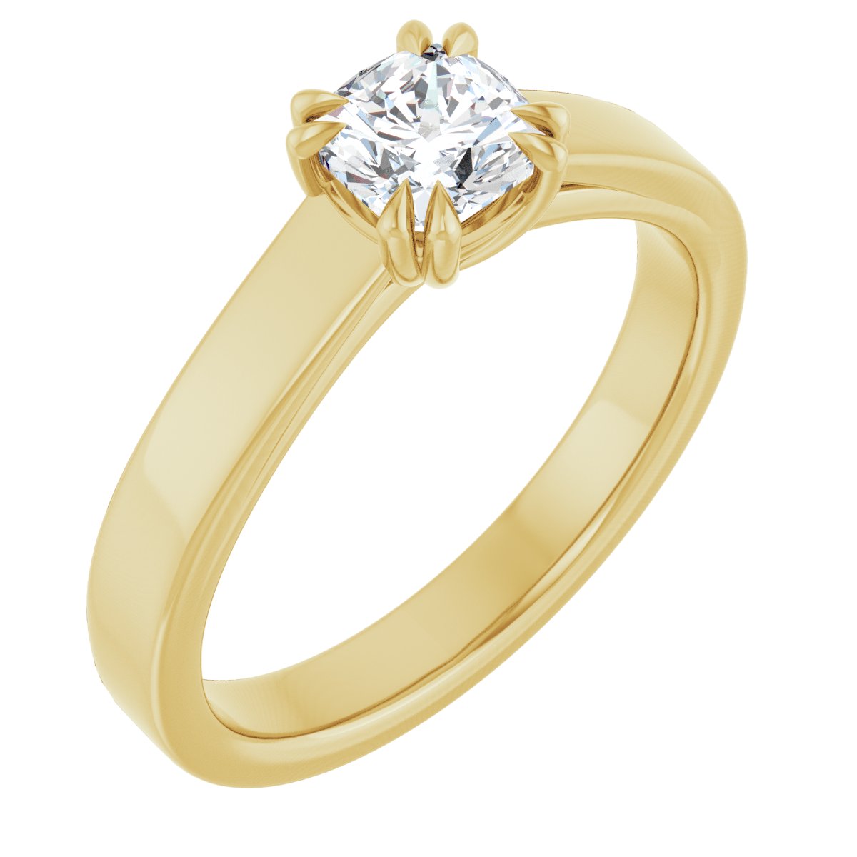 Natural Diamond Cushion Double Claw-Prong Solitaire Engagement Ring Mounting - 14K Gold - Series 126772