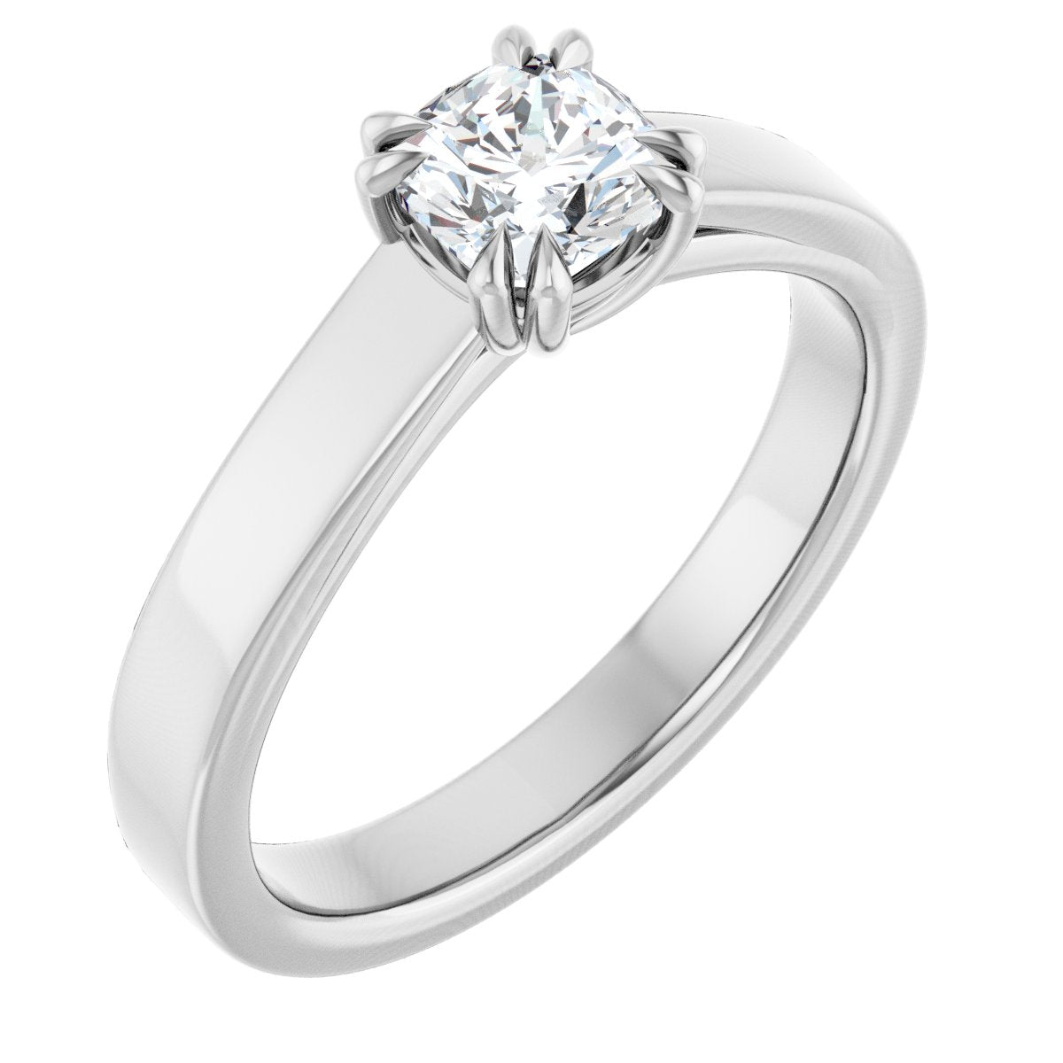 Natural Diamond Cushion Double Claw-Prong Solitaire Engagement Ring Mounting - 14K Gold - Series 126772