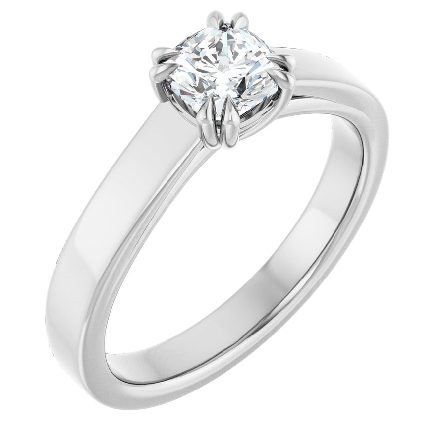 Natural Diamond Cushion Double Claw-Prong Solitaire Engagement Ring Mounting - 14K Gold - Series 126772