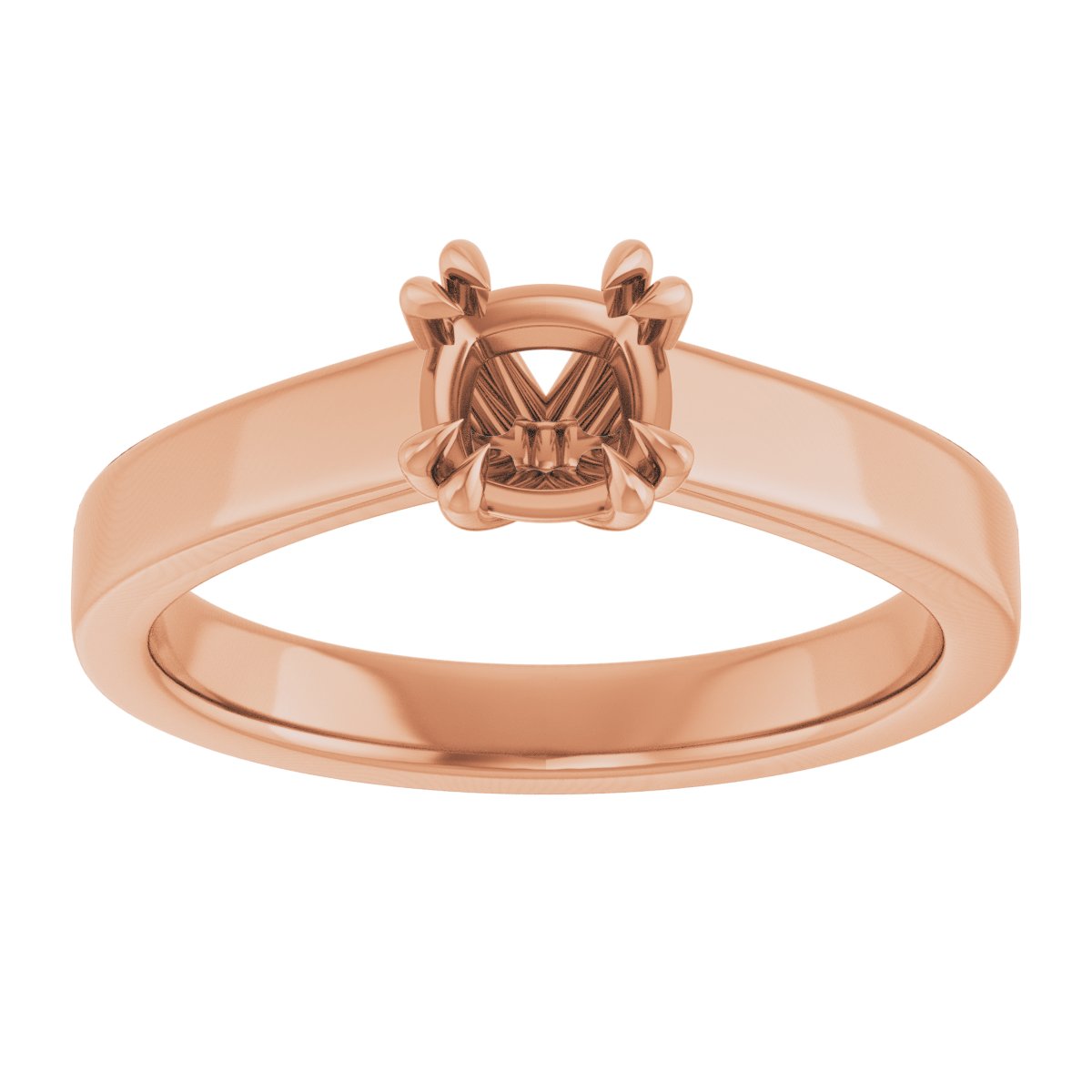 Cushion Double Claw-Prong Solitaire Engagement Ring Mounting - gallery - Series 126772
