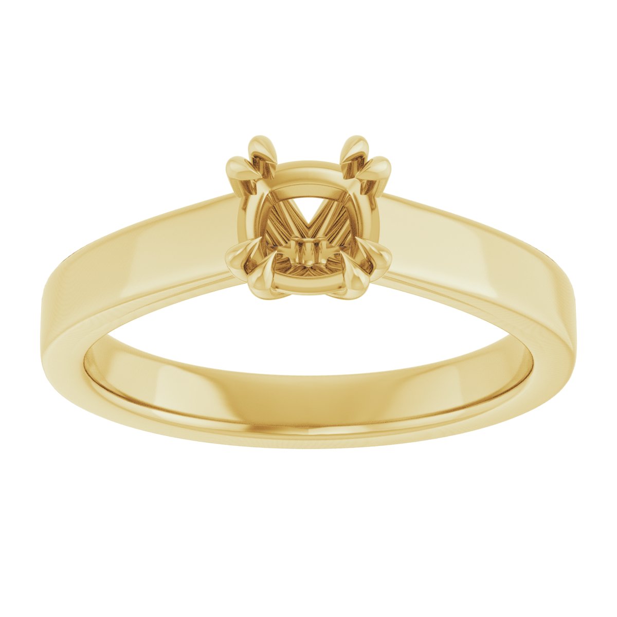 Cushion Double Claw-Prong Solitaire Engagement Ring Mounting - gallery - Series 126772