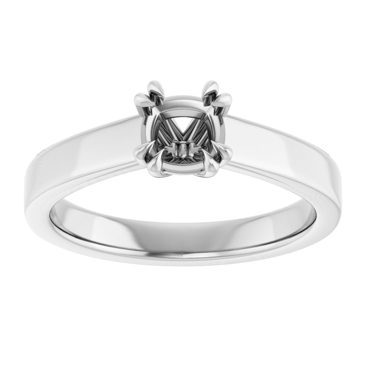 Cushion Double Claw-Prong Solitaire Engagement Ring Mounting - gallery - Series 126772