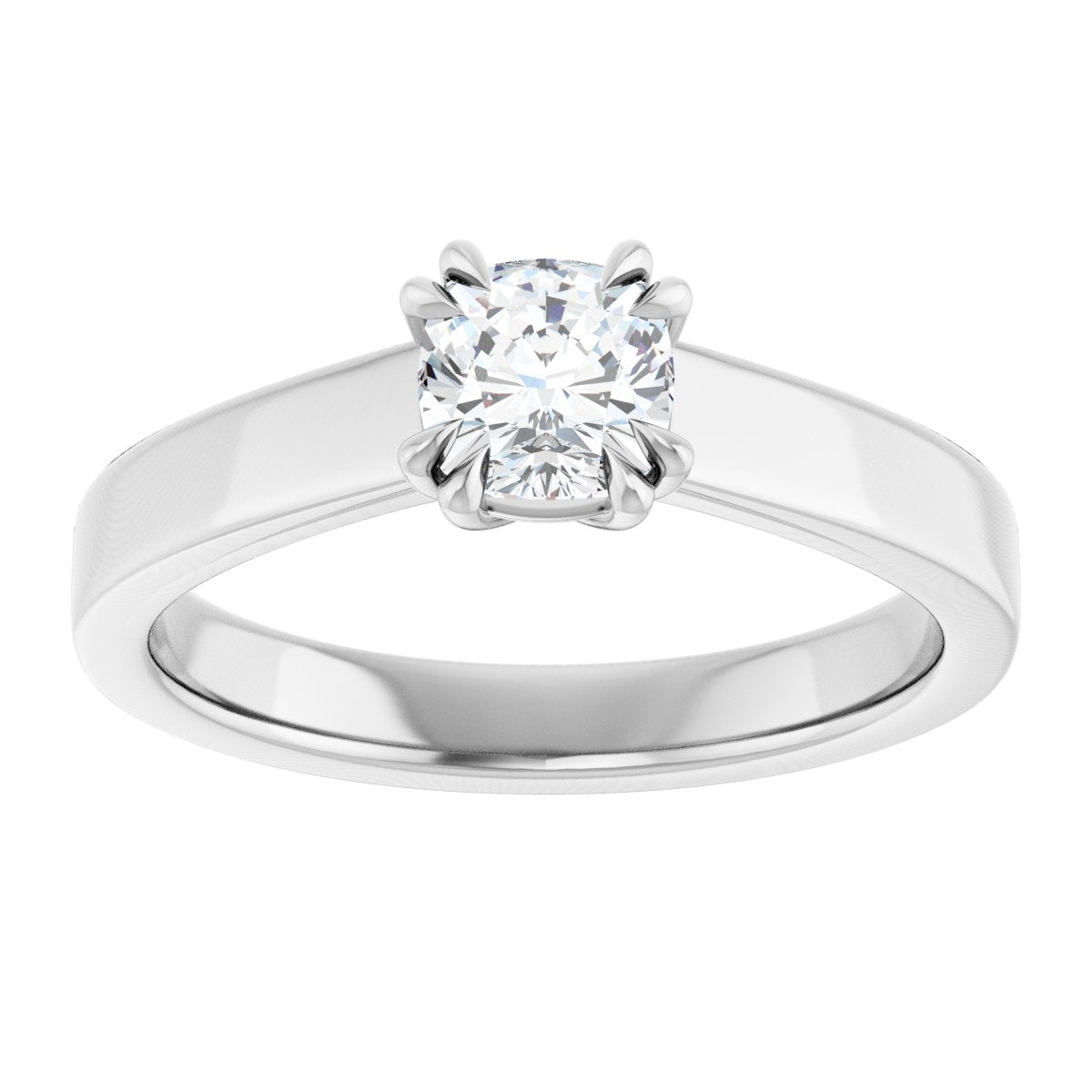 Cushion Double Claw-Prong Solitaire Engagement Ring Mounting - gallery - Series 126772
