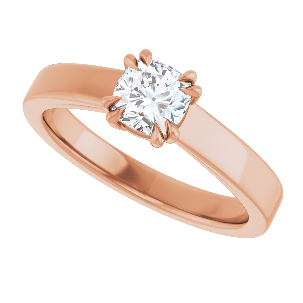 Cushion Double Claw-Prong Solitaire Engagement Ring Mounting - gallery - Series 126772