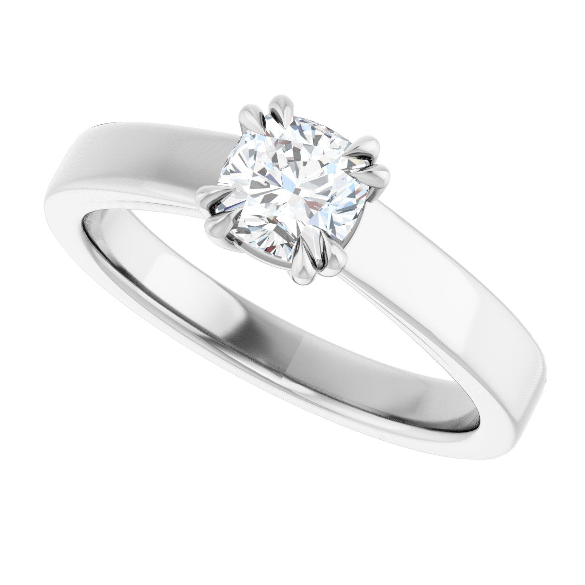 Cushion Double Claw-Prong Solitaire Engagement Ring Mounting - gallery - Series 126772